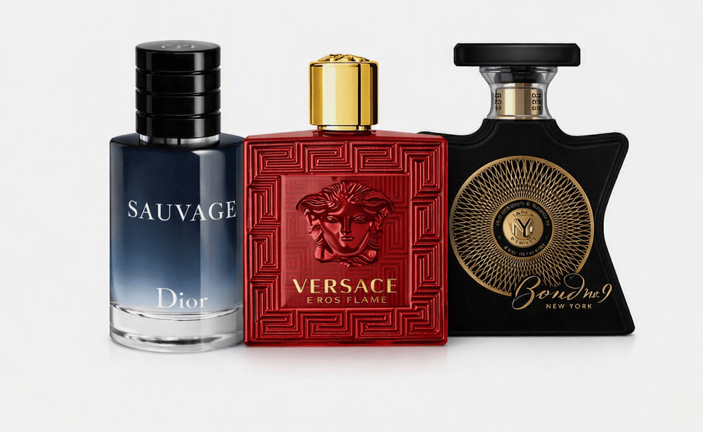 Sauvage EDT 3.4 oz + Versace Eros Flame EDP 3.4 oz + Bond No.9 Wall Street EDP 1.7 oz – Elite Men’s Fragrance Trio