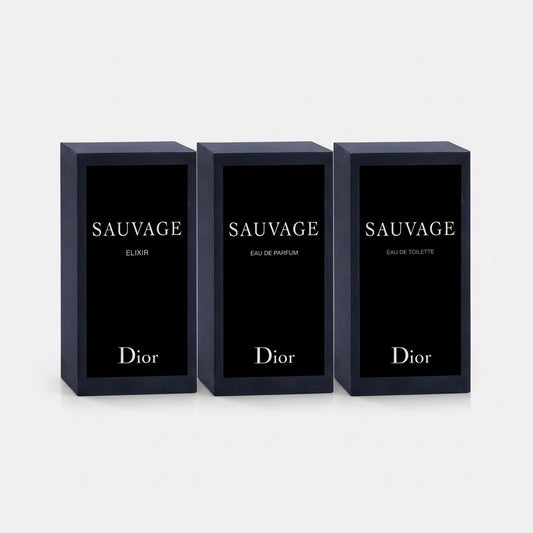 Dior Sauvage EDT 3.4 oz + Sauvage EDP 3.4 oz + Sauvage Elixir 2 oz – Exclusive Fragrance Set